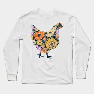 Deborah the Floral Chicken Long Sleeve T-Shirt